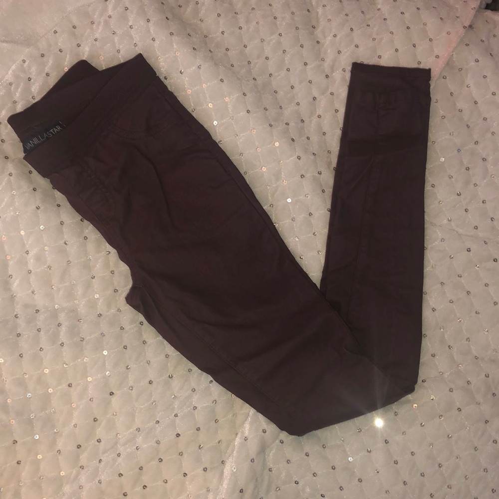 Pleather burgundy pants